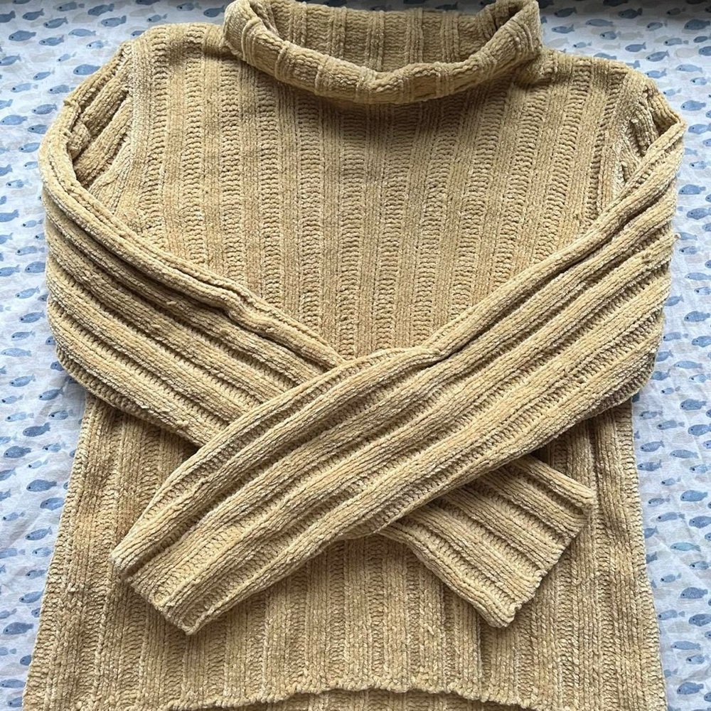 No Boundaries tan turtleneck knit sweater